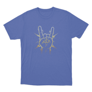 Rock On Hand Sign Unisex T Shirt Blue