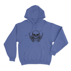 Skull With Middle Fingers Unisex Hoodie Blue